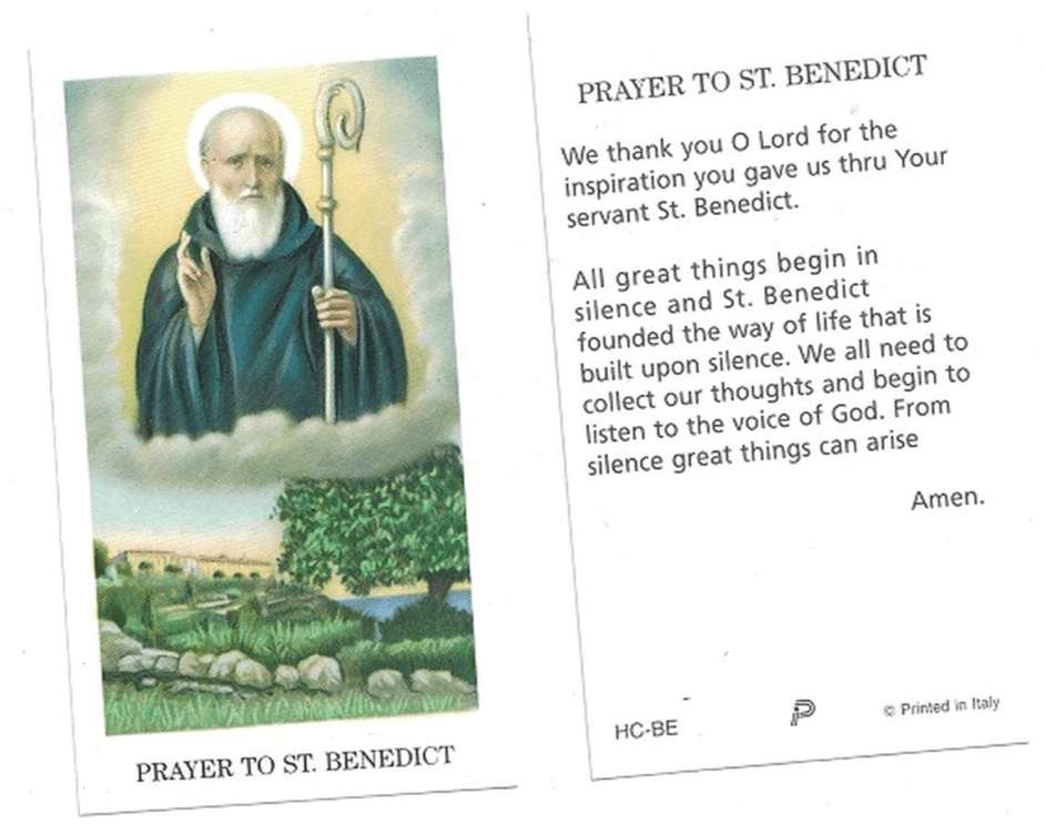 Prayer Card Prayer To Saint Benedict No Laminated HC-BE - Ysleta Mission Gift Shop- VOTED El Paso's Best Gift Shop