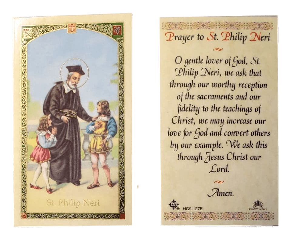 Prayer Card Prayer To Saint Philip Neri Laminated HC9-127E - Ysleta Mission Gift Shop- VOTED El Paso's Best Gift Shop