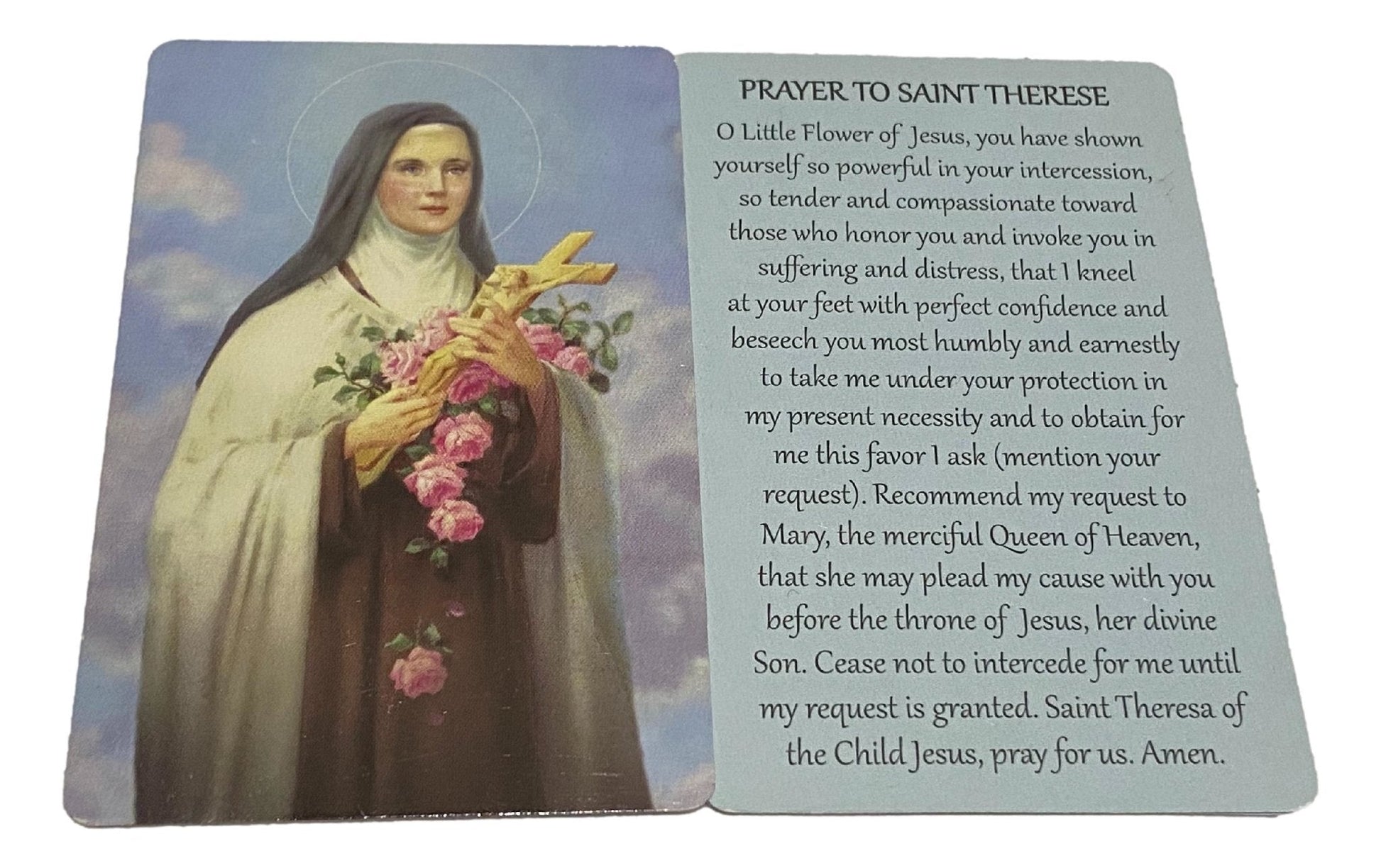 Prayer Card Prayer To Saint Therese English Laminated NC - Ysleta Mission Gift Shop- VOTED El Paso's Best Gift Shop