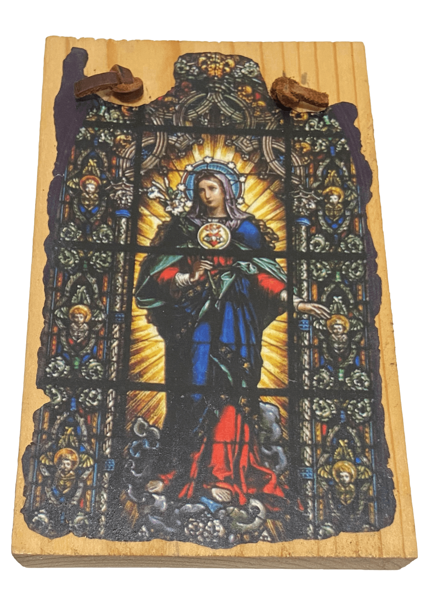 Retablo Wood Saint Monica From Morada In Northern Taos County New Mexico By Artist D. Kelsey 1910 6.5"L x 4" W - Ysleta Mission Gift Shop- VOTED El Paso's Best Gift Shop