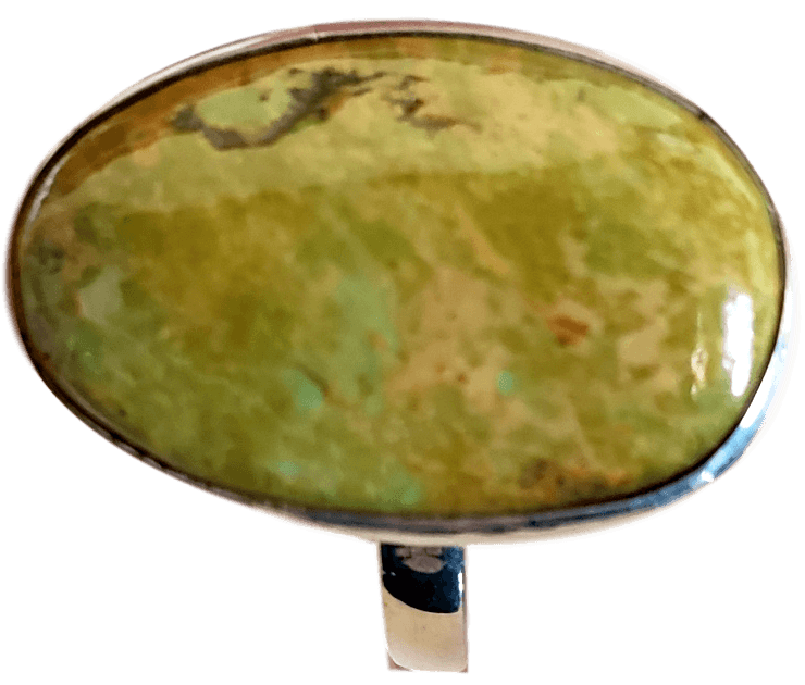 Ring Native American Sterling Silver Green Turquoise Handcrafted Stamped Artist Ray Duck Size 10 - Ysleta Mission Gift Shop- VOTED El Paso's Best Gift Shop