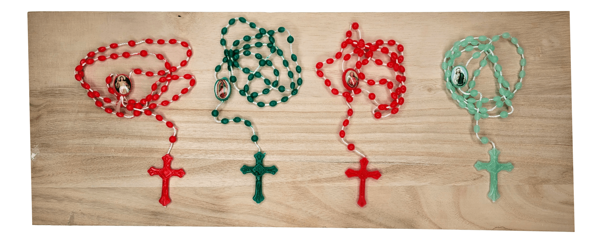 Rosary Beads Multiple Colors Multiple Religious Images Made in Italy Length 17 inches - Ysleta Mission Gift Shop- VOTED El Paso's Best Gift Shop