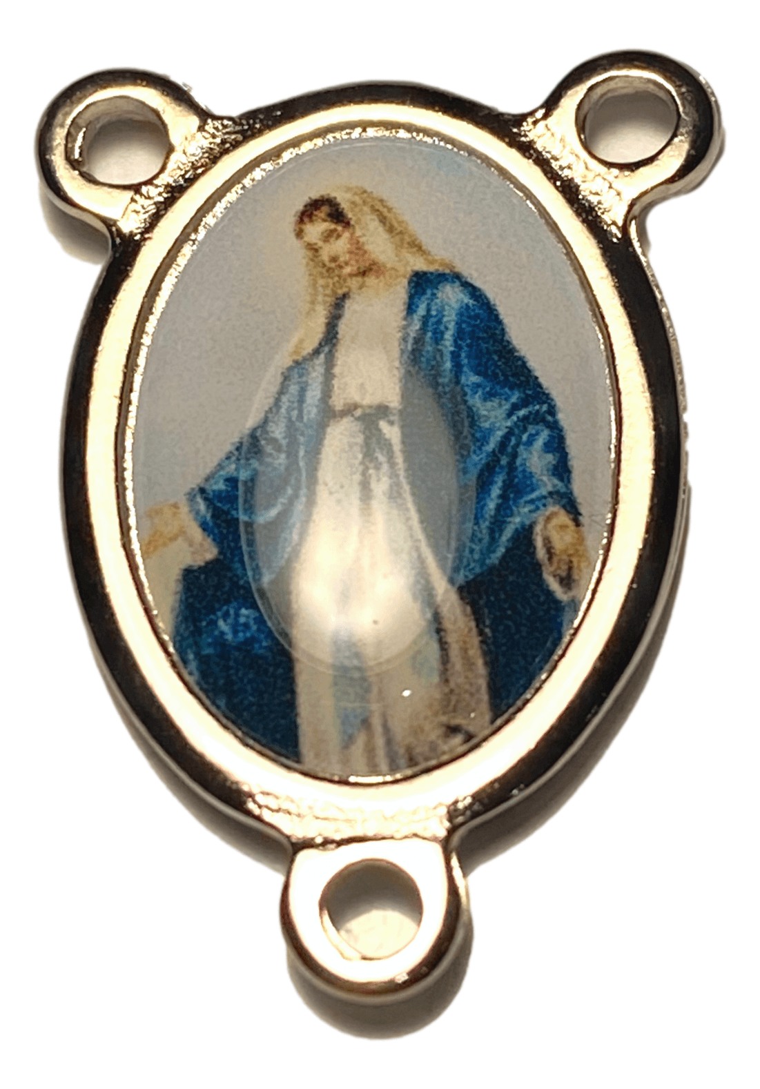 Rosary Parts Our Lady of Grace Colored Center Piece Image Metal Alloy Made in Italy 1 L x 3/4 W Inches - Ysleta Mission Gift Shop- VOTED El Paso's Best Gift Shop