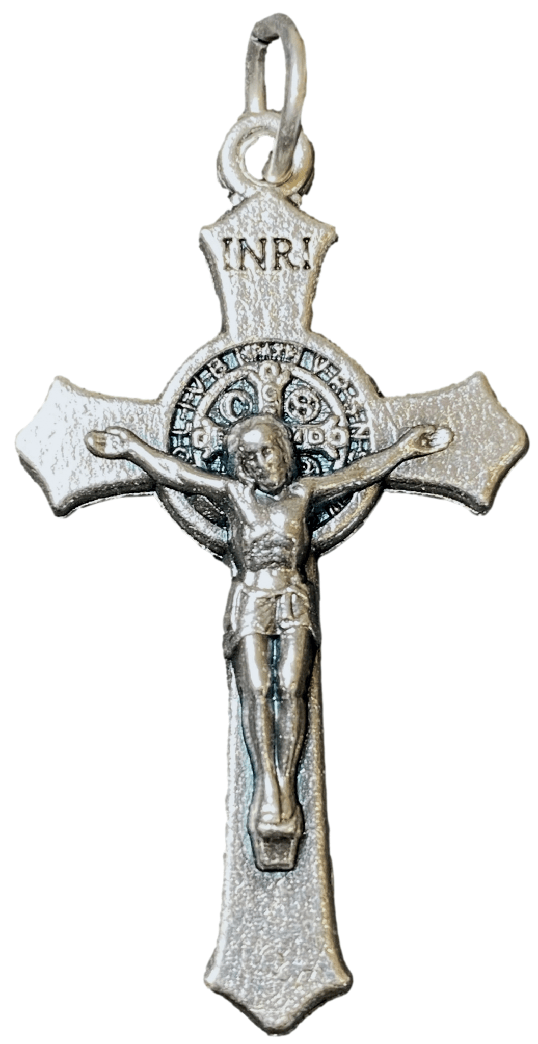 Rosary Parts Pendant Cross Saint Benedict Flared Edge Crucifix 2.25 W x 4 L cm - Ysleta Mission Gift Shop- VOTED El Paso's Best Gift Shop