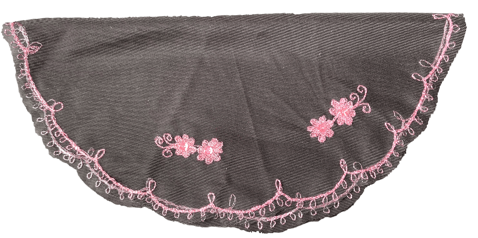 Sacrament Lace Veil Mass Head Coverings Mantilla Handcrafted Round Shape Black Detailing Pink