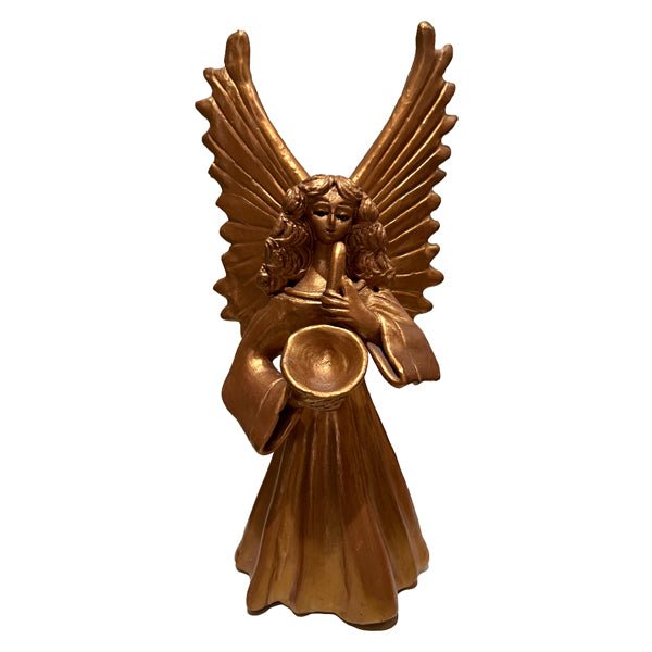 Statue Angel Handbuilt Clay Pottery Playing Musical Instrument Height 10 inches - Ysleta Mission Gift Shop- VOTED El Paso's Best Gift Shop