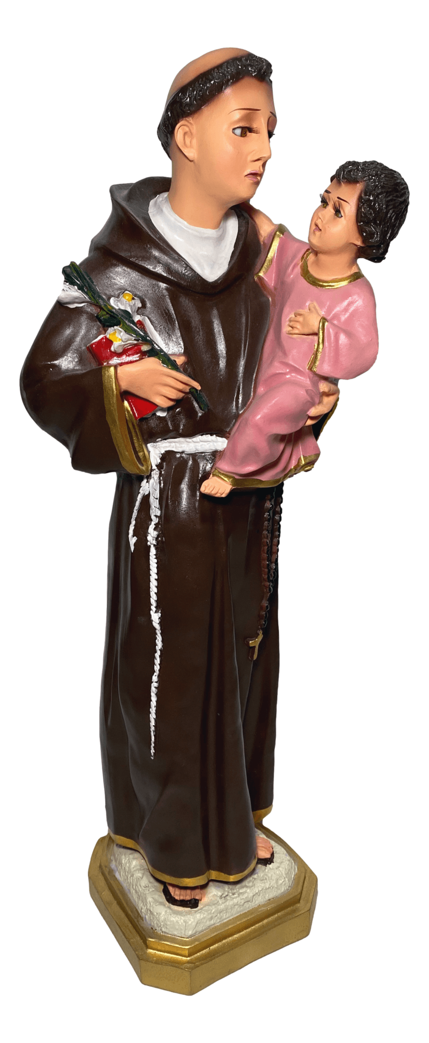 Statue Large Saint Anthony Book and Child 4 3/4 L x 4 3/4 W x 19 H inches - Ysleta Mission Gift Shop- VOTED El Paso's Best Gift Shop