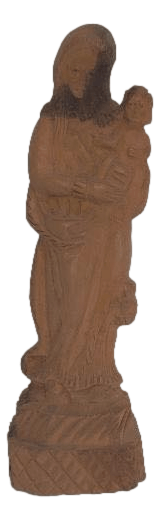 Statue Madonna and Child Handcarved One Solid Piece of Olive Wood Originating From Jordan 1975 H:5.5 Inches W: 2 inches - Ysleta Mission Gift Shop- VOTED El Paso's Best Gift Shop