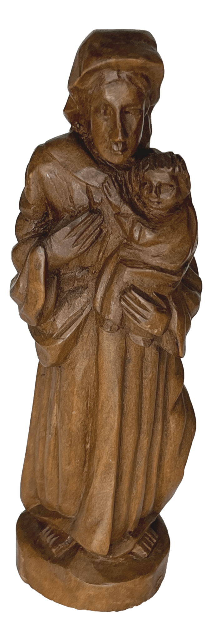 Statue Madonna and Child Handcarved Wood Handmade By Local El Paso Artist H: 6.5 inches - Ysleta Mission Gift Shop- VOTED El Paso's Best Gift Shop