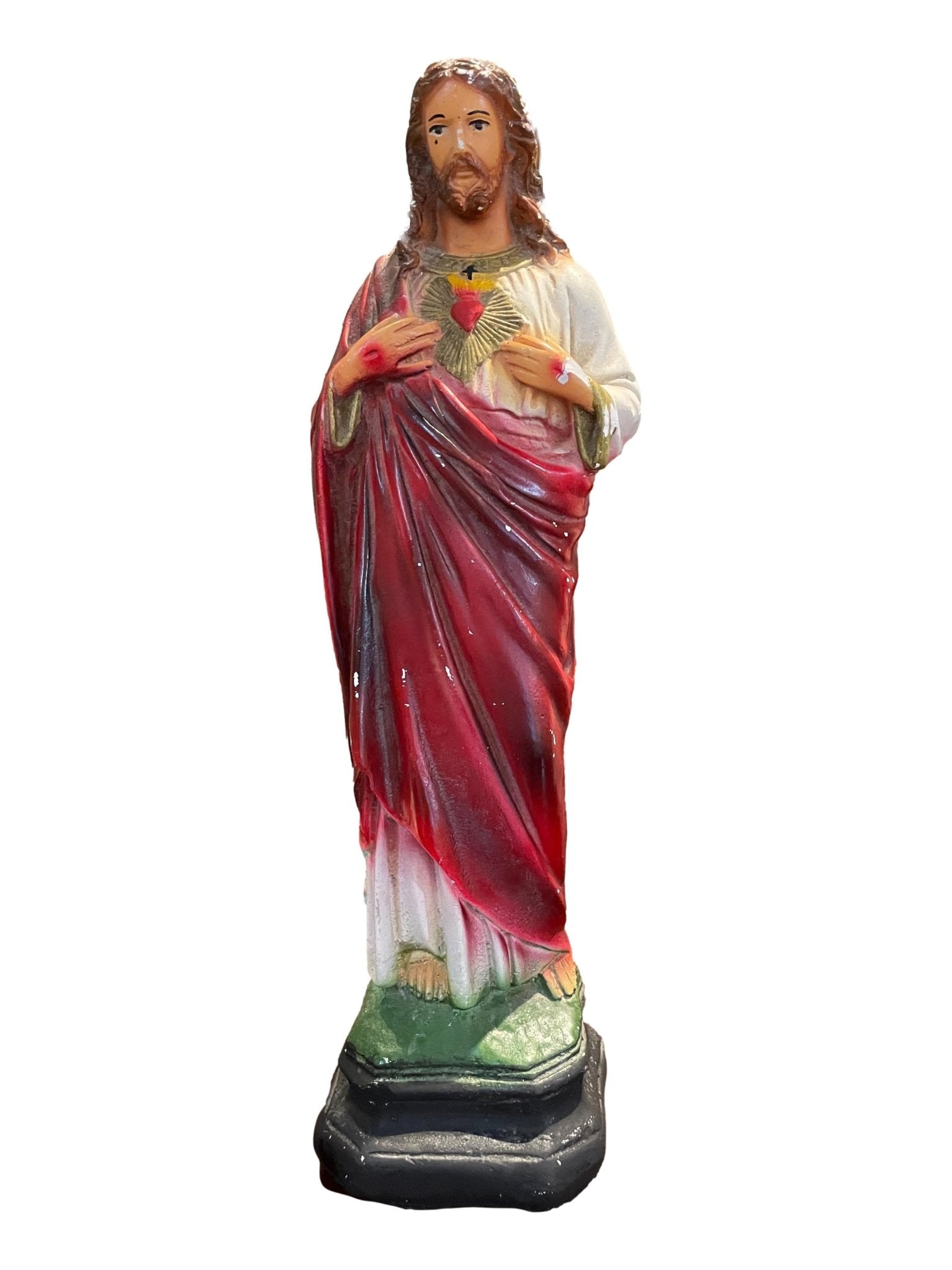 Statue Sacred Heart of Jesus Chalkware From Mexico 18" H - Ysleta Mission Gift Shop- VOTED El Paso's Best Gift Shop