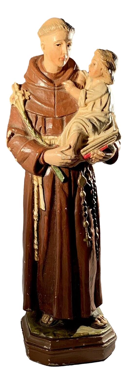 Statue Saint Anthony Child Jesus “St Jos Venlo" Chalkware 8" H From Holland - Ysleta Mission Gift Shop- VOTED El Paso's Best Gift Shop
