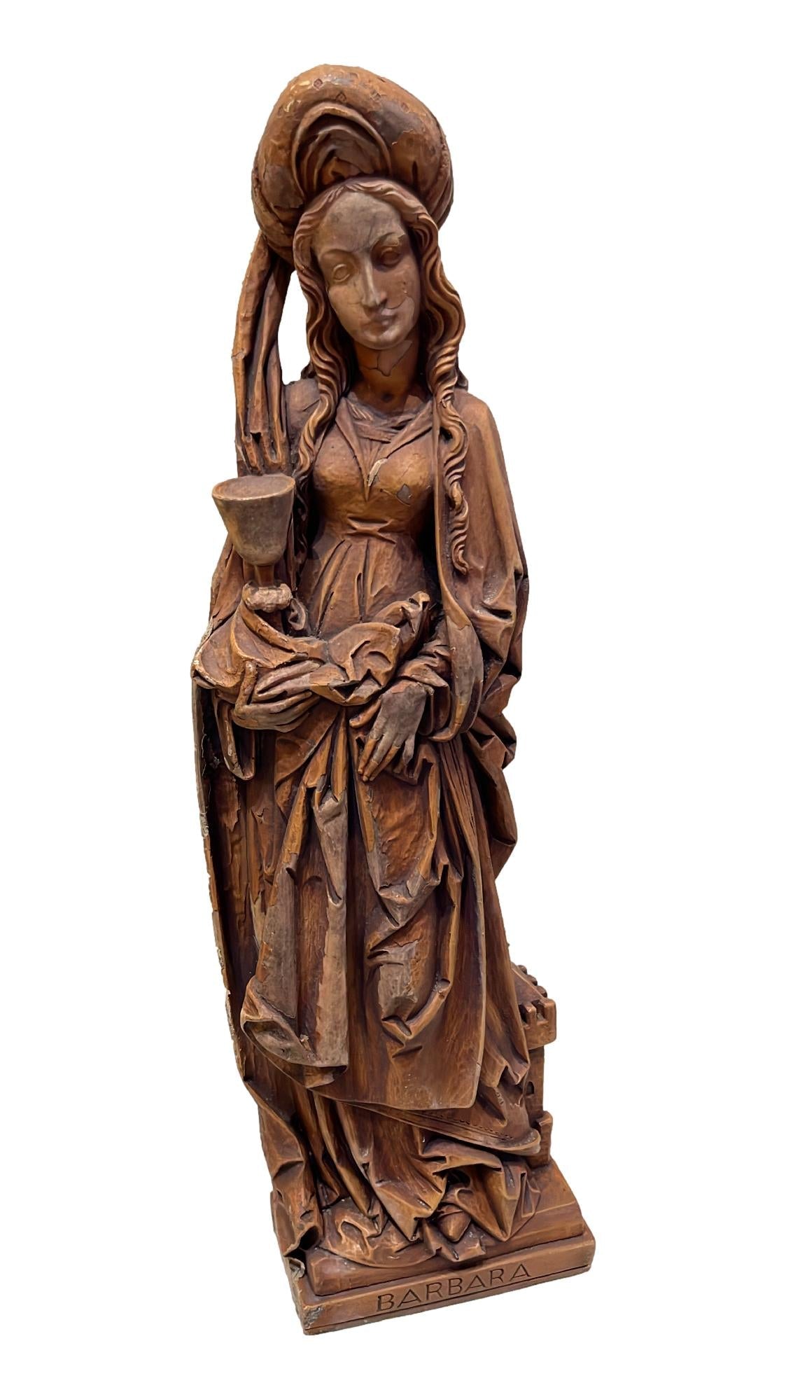 Statue Saint Barbara Religious Resin New Old Stock - Ysleta Mission Gift Shop- VOTED El Paso's Best Gift Shop