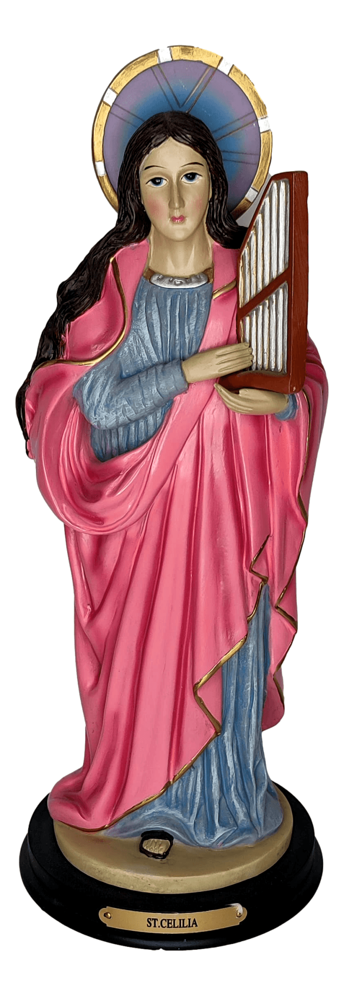 Statue Saint Cecilia Handcrafted By Skilled Mexican Artisans - Ysleta Mission Gift Shop- VOTED El Paso's Best Gift Shop