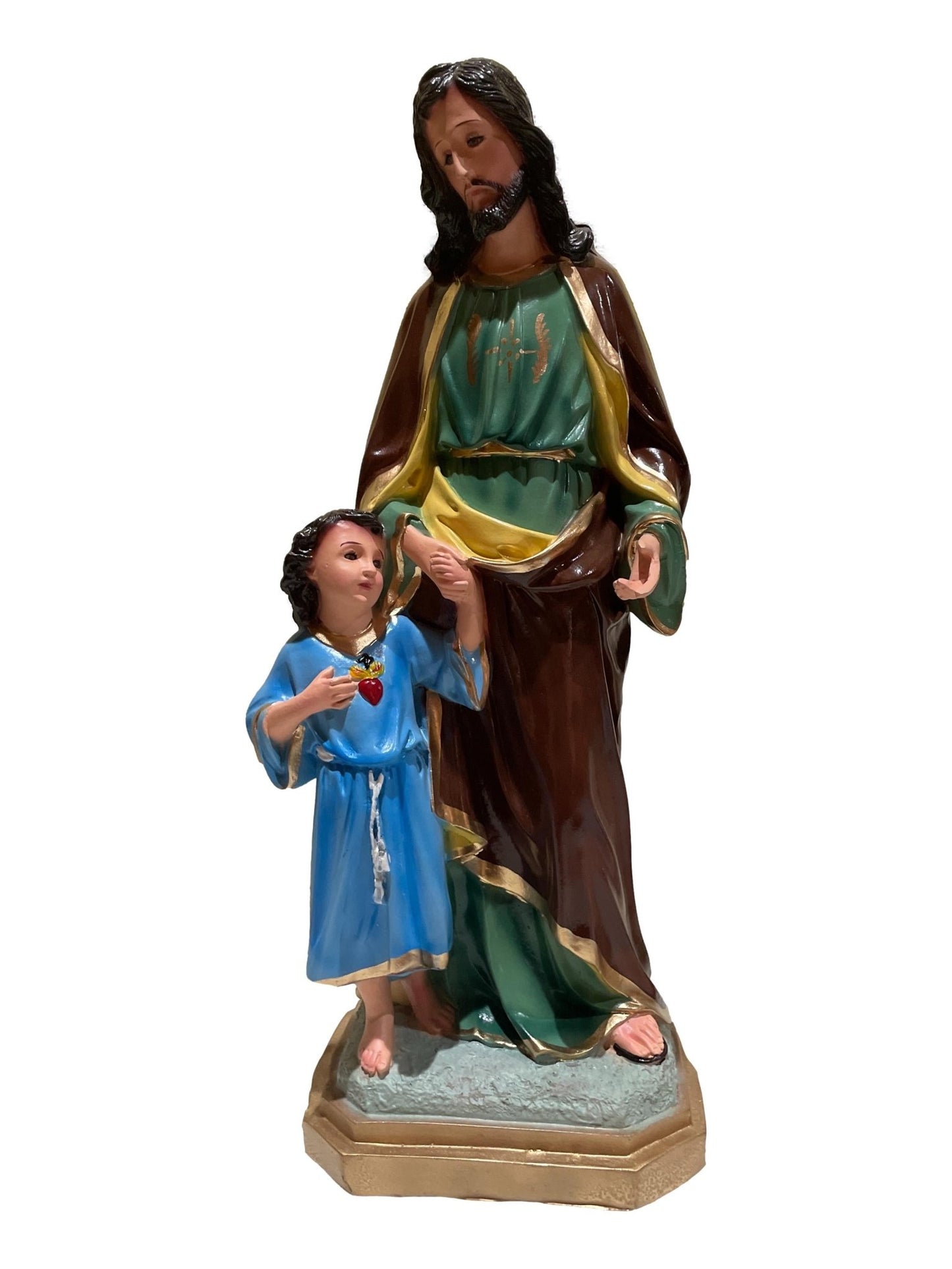Statue Saint Joseph Baby Jesus Fiber Glass Resin L
