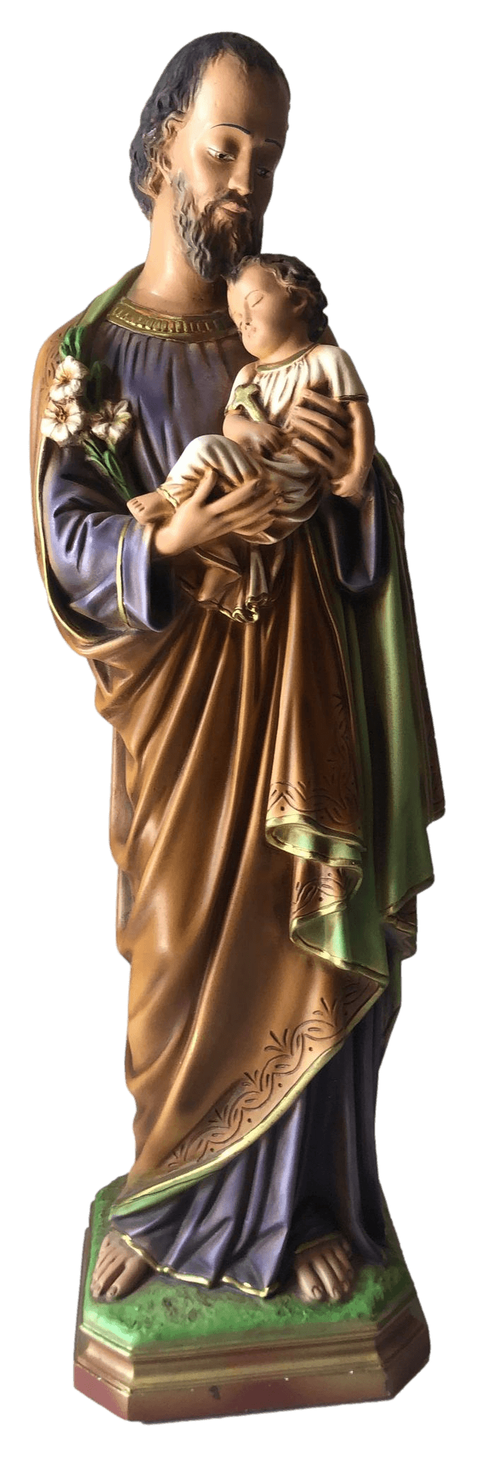 Statue Saint Joseph C.S. 121 Italy Excellent Condition Chalkware 21.5"H x 6.5"W - Ysleta Mission Gift Shop- VOTED El Paso's Best Gift Shop