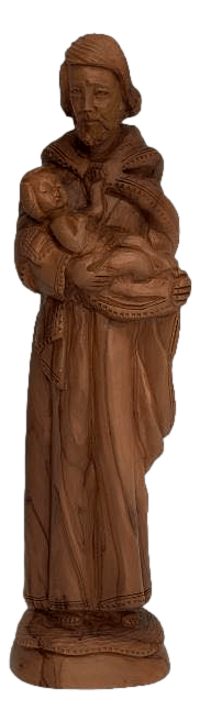 Statue Saint Joseph The Child Carved One Solid Piece Olive Wood 10 H X 3 W Inches - Ysleta Mission Gift Shop- VOTED El Paso's Best Gift Shop