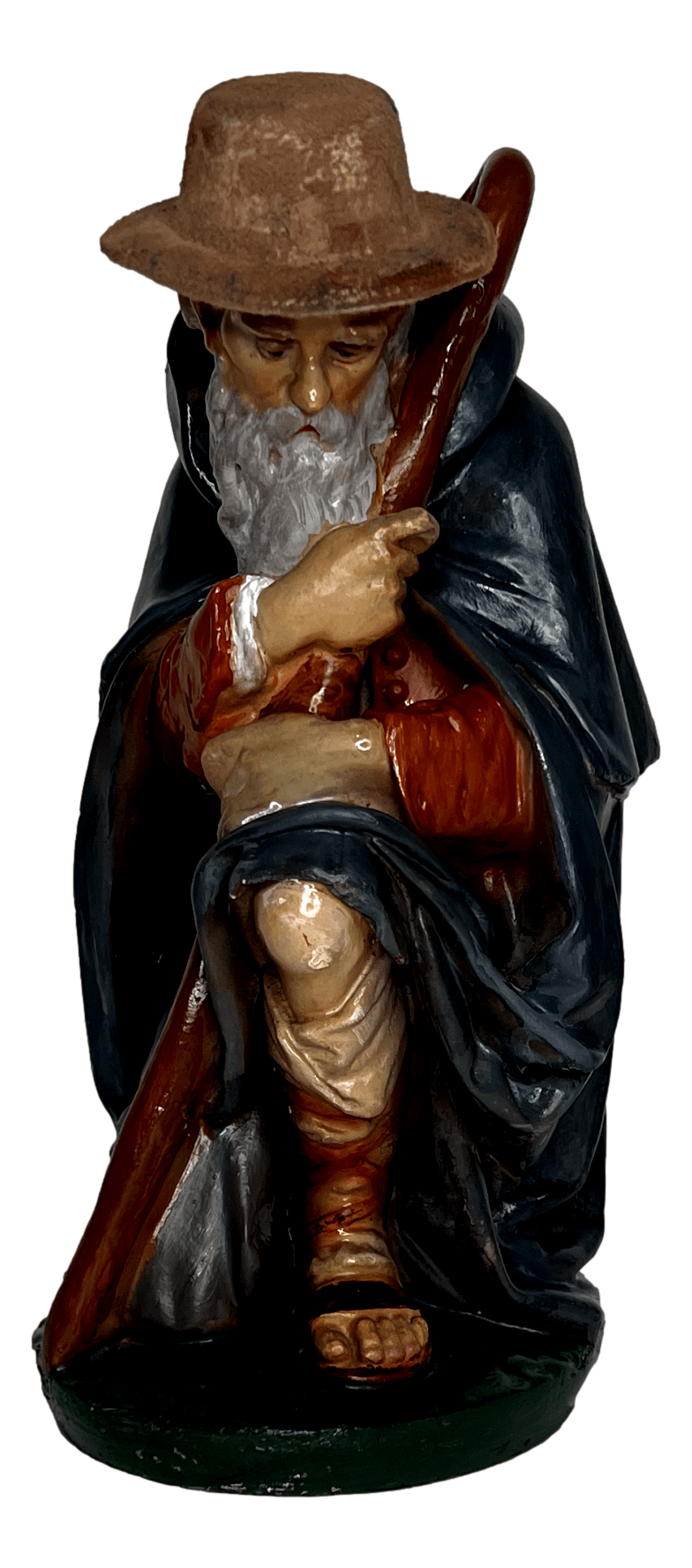 Statue Saint Roch Patron Saint of Invalids Invoked Against Plague Italy Chalkware Full Restoration By El Paso Artist Norma H: 11.50 inches X W: 7 inches - Ysleta Mission Gift Shop- VOTED El Paso's Best Gift Shop