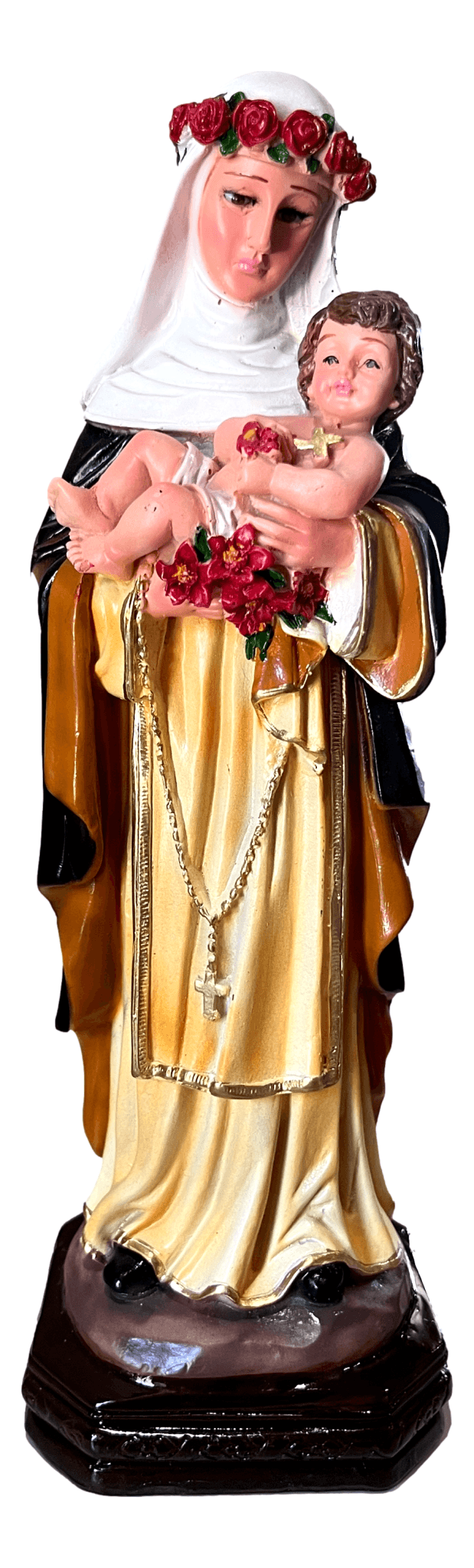 Statue Virgin of Rosa Lima Handcrafted By Skilled Mexican Artisans H:12 inches - Ysleta Mission Gift Shop- VOTED El Paso's Best Gift Shop