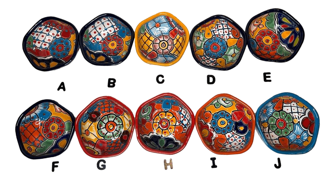 Talavera Dishware Ceramic Bowls Wavy Food Safe Handcrafted By Skilled Mexican Artisans D: 5 inches - Ysleta Mission Gift Shop- VOTED 2022 El Paso's Best Gift Shop