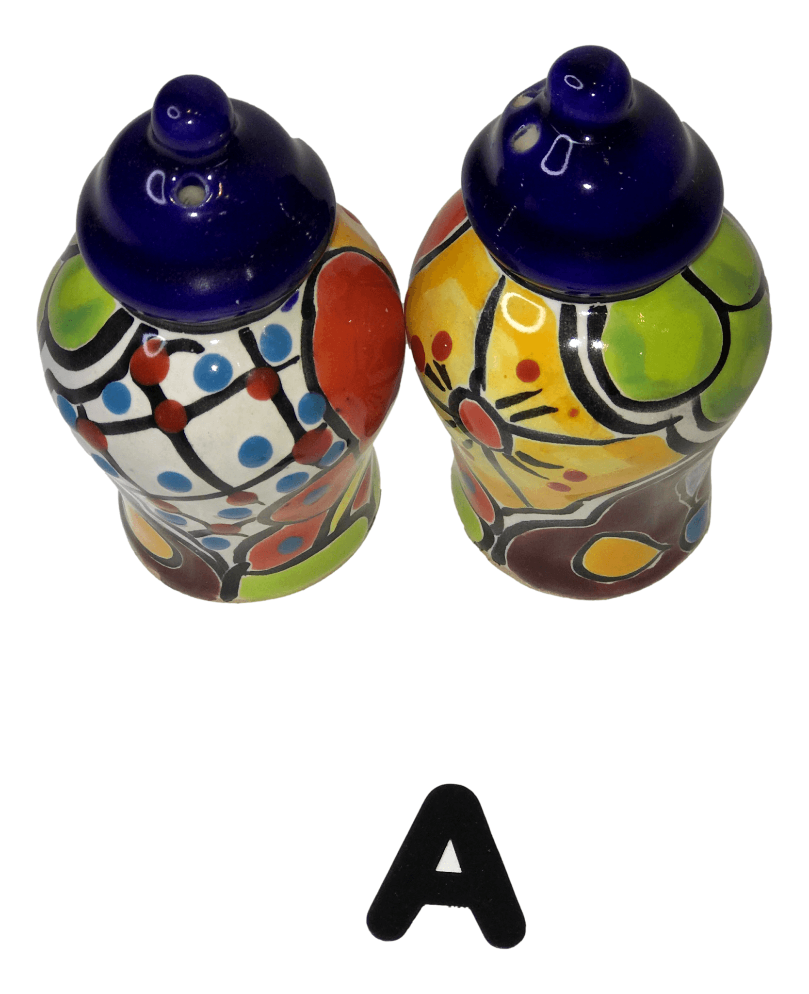 Talavera Dishware Square Earthenware Jar Salt and Pepper Shaker Set of 2 Handcrafted By Silled Mexican Artisans H:4 inches - Ysleta Mission Gift Shop- VOTED 2022 El Paso's Best Gift Shop