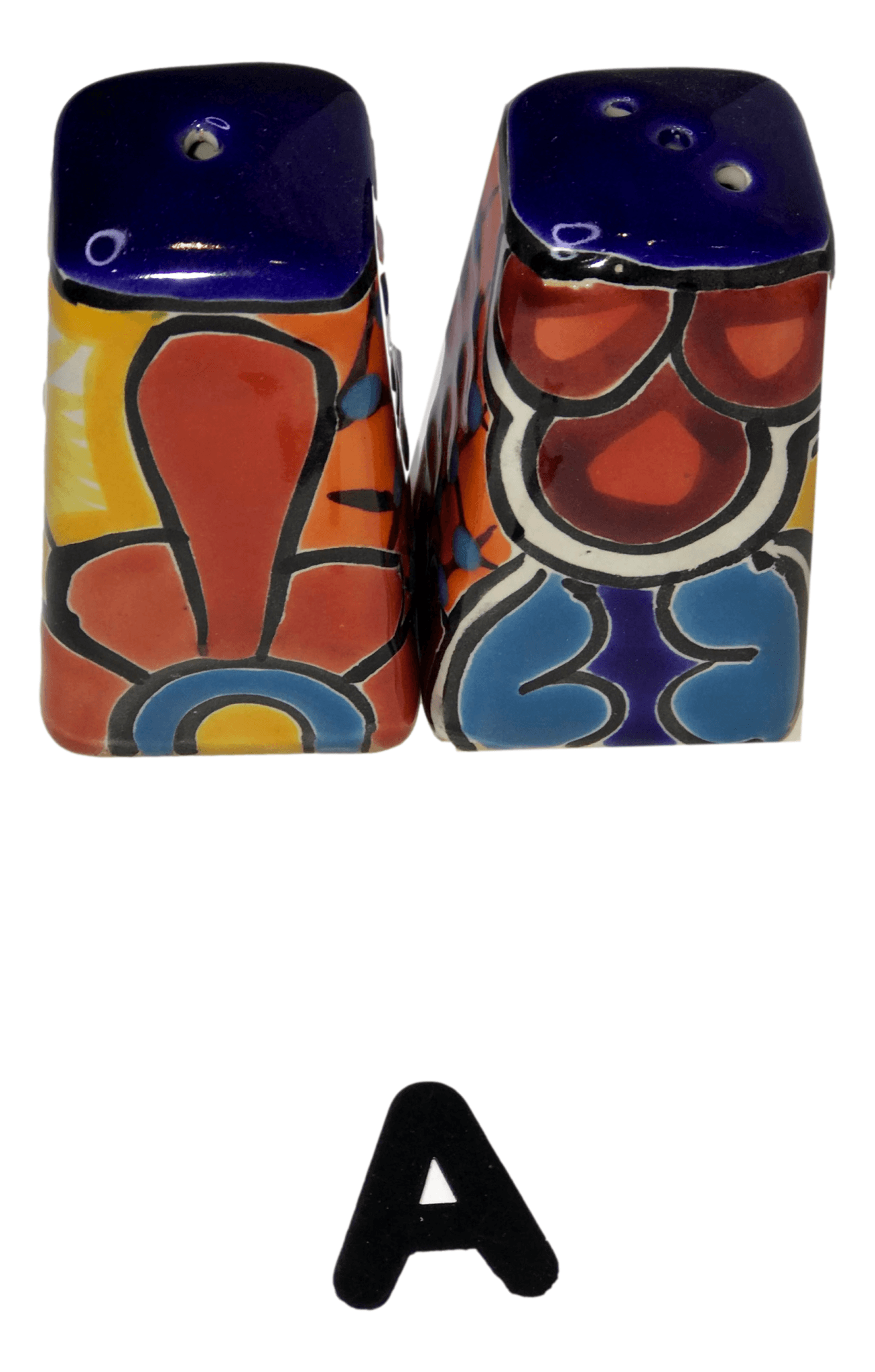 Talavera Dishware Square Salt and Pepper Shaker Set of 2 Handcrafted By Silled Mexican Artisans H:4 inches - Ysleta Mission Gift Shop- VOTED 2022 El Paso's Best Gift Shop